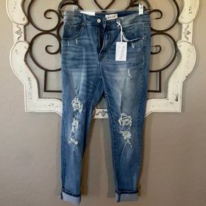 Tricot distressed midrise ankle skinny 11/30 jeans